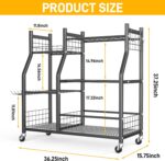 Ultrawall Garden Tool Organizer, Yard Tool Storage Rack for Garage Organization with Lockable Wheels, Garden Tool Stand for Rake, Brooms, Indoor & Outdoor Use - Image 3