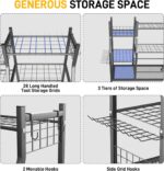 Ultrawall Garden Tool Organizer, Yard Tool Storage Rack for Garage Organization with Lockable Wheels, Garden Tool Stand for Rake, Brooms, Indoor & Outdoor Use - Image 4