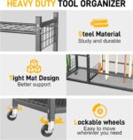 Ultrawall Garden Tool Organizer, Yard Tool Storage Rack for Garage Organization with Lockable Wheels, Garden Tool Stand for Rake, Brooms, Indoor & Outdoor Use - Image 5