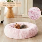 WNPETHOME Calming Dog Bed Cat Bed Donut, Faux Fur Pet Bed Self-Warming Donut Cuddler, Comfortable Round Plush Dog Beds (20 x 20 x 8 Inch, Light Pink) - Image 3