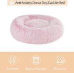 WNPETHOME Calming Dog Bed Cat Bed Donut, Faux Fur Pet Bed Self-Warming Donut Cuddler, Comfortable Round Plush Dog Beds (20 x 20 x 8 Inch, Light Pink) - Image 4