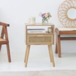 MaxSmeo Modern Nightstand Rattan Side End Table with Storage, for Living Room, Bedroom and Small Spaces, Accent Bedside Farmhouse Tables with Solid Wood Legs, Easy Assembly (Natural Walnut) - Image 5