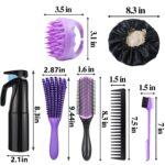 10Pcs Natural Hair Detangling Brush Set with Sleep Bonnet for Curly, Afro, African Black 3a to 4c Hair - Faster Detangling on Wash Days - Image 4