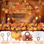 Helimoto 11.8FT Fall Garland 2 Pack for Mantle, Home & Indoor Decorations, Thanksgiving Decor, Autumn Garland for Outdoor Display Orange - Image 4