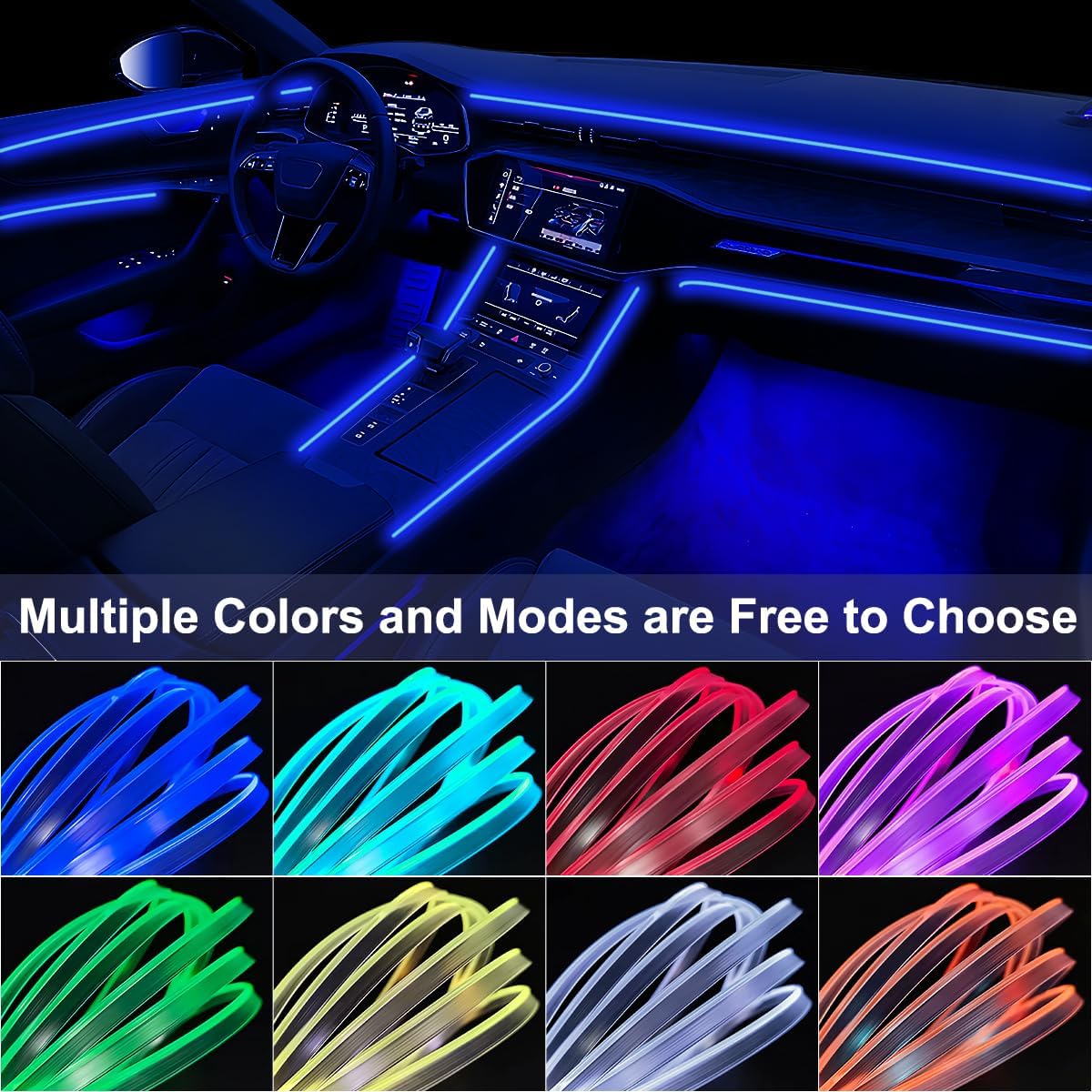Interior Car LED Strip Lights APP Control, 5 in 1 RGB 16 Million Colors Ambient Lighting Kit with 275 inches Fiber Optic, Music Mode Inside Car Lighting Decoration - Image 3