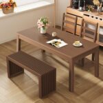 Bamboo Small Dining Bench,Farmhouse Bench for Kitchen & Living & Dining Room Furniture Natural - Image 5