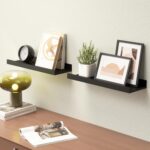 Boswillon Floating Shelves Wall Mounted Set of 2, Modern Black Wall Shelves for Storage with Lip, Display Picture Ledge Shelf for Wall Decor Bedroom Living Room Bathroom Kitchen - Image 3