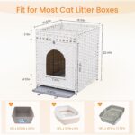 Snughome Cat Litter Box Enclosure Furniture Hidden with Litter Mat, Hidden Washroom Furniture with Door, Handwoven Rattan Cat Washroom Box, Indoor Pet House for Living Room, Bedroom(White) - Image 6