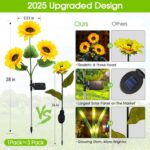 KOOPER Solar Lights Outdoor Garden Decor - Upgraded 3 Pack with 9 Sunflower Lights, Waterproof Solar Outdoor Lights Auto ON/Off Solar Decorative Lights for Garden, Patio, Backyard - Image 5