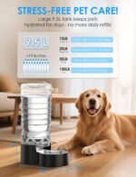 Heouvo 2.5 Gallon Automatic Dog Water Dispenser【Wide Mouth for Easy Hand-in Cleaning】【Removable Stainless Steel Bowl】, Gravity Refilling Large Capacity for Cats and Dogs, Multi-Pet Homes - Image 3