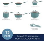 Rachael Ray Cucina Nonstick Cookware Pots and Pans Set, 12 Piece, Agave Blue - Image 3