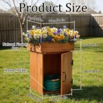 AceOrbit 2 in 1 Wood Hidden Hose Storage with Planter Box, Outdoor Decorative Flower Box with Storage Cabinet Holds up to 200 Feet of 5/8 Inch Hose for Patio, Porch & Garden Space-saving Decor - Image 3