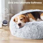 JOLLYVOGUE Small Dog Bed, Calming Dog Beds for Small Dogs & Indoor Cats - 20 Inches Donut Washable Cat Bed for Kittens & Puppies, Round Fluffy Plush Faux Fur Pet Beds(Smoke Grey) - Image 3