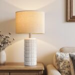 23" Modern Ceramic Table Lamps Set of 2 - Table Lamps for Living room, Farmhouse Bedside Night Stands Lamp for Bedroom, White Boho Nightstand Lamps Set of 2, Desk Lamp for End Table Home Decor - Image 3