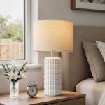 23" Modern Ceramic Table Lamps Set of 2 - Table Lamps for Living room, Farmhouse Bedside Night Stands Lamp for Bedroom, White Boho Nightstand Lamps Set of 2, Desk Lamp for End Table Home Decor - Image 4
