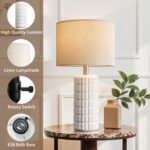 23" Modern Ceramic Table Lamps Set of 2 - Table Lamps for Living room, Farmhouse Bedside Night Stands Lamp for Bedroom, White Boho Nightstand Lamps Set of 2, Desk Lamp for End Table Home Decor - Image 5