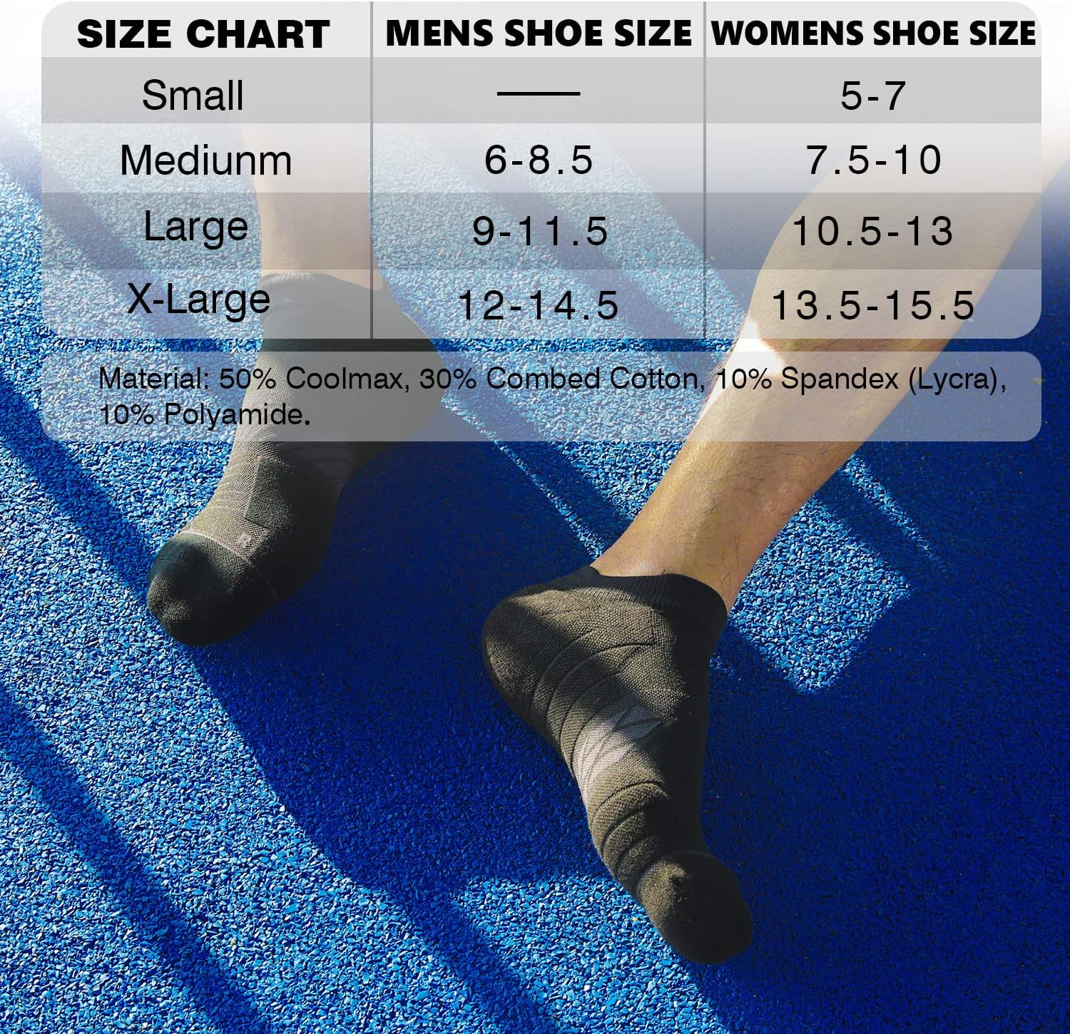 Hylaea No Show Running Athletic Anti-Blister Wicking Coolmax Socks, Seamless Anti-odor - Image 6