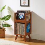 Crosley Furniture Asheville Small Mid-Century Modern Record Stand, Vinyl Storage, Holds up to 130 Records, Walnut - Image 5