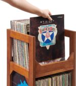 Crosley Furniture Asheville Small Mid-Century Modern Record Stand, Vinyl Storage, Holds up to 130 Records, Walnut - Image 6