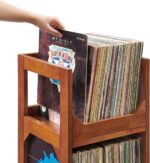 Crosley Furniture Asheville Small Mid-Century Modern Record Stand, Vinyl Storage, Holds up to 130 Records, Walnut - Image 7