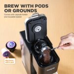 Tastyle Single Serve Coffee Maker, Iced and Hot Coffee Machine for K Cup & Grounds, Compact Design, 40oz Removable Water Reservoir, 6 to 24 Oz Brew Sizes, Fits 7.3" Travel Mug, Black - Image 4