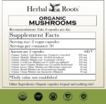 Herbal Roots Organic 8 Mushroom Blend Supplement Capsules - 100% Fruiting Body Extracts - Wellness and Immunity - 60 Vegan Capsules - Image 3