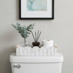 CubesLand Toilet Paper Storage Basket Organizer, Small Wicker Toilet Tank Top Decorative Baskets for Countertop, Handwoven Scalloped Basket w/handle for Home Decor, Living Room, Bedroom, White - Image 3