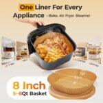 Air Fryer Paper Liners, 125Pcs Parchment Paper, Air Fryer Liners Disposable for Microwave, Non-Stick Air Fryer Liner Square Free of Bleach (8IN) - Image 3