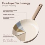 SENSARTE Ceramic Nonstick Pots and Pans Set 17pcs, Healthy Induction Cookware Set, Nontoxic Kitchen Cooking Set with Skillets & Saucepans, Stay-cool Handles, PFAS PTFE PFOA PFOS Free,Taupe - Image 4