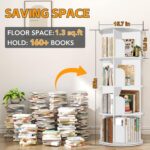 RUNSUNSPRI 4 Tier Rotating Bookshelf Tower, Spinning Bookshelf, Revolving 360° Bookcase Storage Round Carousel, Vertical Rotate Turning Spiral Corner Organizer Lazy Susan, White - Image 3