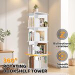 RUNSUNSPRI 4 Tier Rotating Bookshelf Tower, Spinning Bookshelf, Revolving 360° Bookcase Storage Round Carousel, Vertical Rotate Turning Spiral Corner Organizer Lazy Susan, White - Image 4