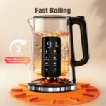 KEINVE 1.7L Electric Kettle, Touch Screen Water Boiler, Auto Shut Off, Double Wall, 6 Preset Temperatures, Fast Boil, and STRIX Control - Image 5