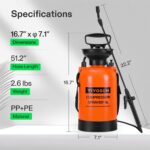 VIVOSUN 1.35-Gallon Pump Pressure Sprayer, Pressurized Lawn & Garden Water Spray Bottle with Adjustable Shoulder Strap, for Spraying Plants, Garden Watering and Household Cleaning - Image 3