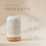 Earnest Living Essential Oil Diffuser White Ceramic Diffuser 100 ml Timers Night Lights and Auto Off Function Home Office Humidifier Aromatherapy Diffusers for Essential Oils - Image 4