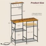 3IngSeagulls Bakers Rack with Power Outlet, Kitchen Microwave Stand with 10 S-shaped Hooks, 6-Tier Coffee Bar Station, Kitchen Storage Shelf Rack for Spices, Pots, Rustic Brown - Image 3
