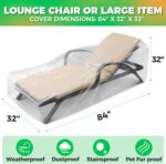 2-Pack Waterproof Outdoor Chaise Lounge Covers for Patio Furniture - Reusable & Heavy-Duty Clear Plastic Outdoor Furniture Covers Waterproof for Lounge Chairs, 84" x 32" x 32" - Image 5