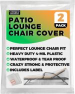2-Pack Waterproof Outdoor Chaise Lounge Covers for Patio Furniture - Reusable & Heavy-Duty Clear Plastic Outdoor Furniture Covers Waterproof for Lounge Chairs, 84" x 32" x 32" - Image 7
