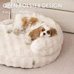 EHEYCIGA Soft Cat Couch Bed for Indoor Cats, Fluffy Small Dog Bed with Removable Washable Cover, Bolster Pet Sofa, Waterproof and Non-Slip, 23" x 23"x 7", Cream - Image 4