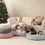 EHEYCIGA Soft Cat Couch Bed for Indoor Cats, Fluffy Small Dog Bed with Removable Washable Cover, Bolster Pet Sofa, Waterproof and Non-Slip, 23" x 23"x 7", Cream - Image 5
