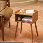 MaxSmeo Nightstand, Mid Century Modern Side Table Bedroom with Storage, Small End Bedside Table with Solid Wood Legs for Living Room, Office Small Spaces (Brown) - Image 3