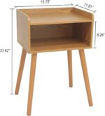 MaxSmeo Nightstand, Mid Century Modern Side Table Bedroom with Storage, Small End Bedside Table with Solid Wood Legs for Living Room, Office Small Spaces (Brown) - Image 4