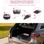 Dog Playpen for Small Dogs & Puppies, 50.39" Portable Indoor Outdoor Puppy Playpen with Bowl, Waterproof Floor, Foldable Pop-Up Pet Pen for Home, Travel & Daily Use, Pink+Grey - Image 4