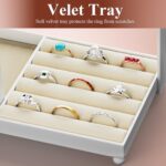 coobest Jewelry Holder Organizer Stand, Jewelry Display Rack with 36 Holes Earring Holder, 10 Hooks Necklace Organizer, Velvet Ring Holder Dish, Birthday Gifts Ideas for Mom Women Room Decor - Image 5