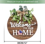 Interchangeable Seasonal Welcome Sign Front Door Decoration, Rustic Round Wood Wreaths Wall Hanging Outdoor, Farmhouse, Porch, for Spring Summer Fall All Seasons Holiday Halloween Christmas. - Image 4