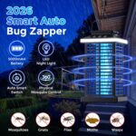 Bug Zapper Outdoor, Mosquito Zapper 2 in 1 Portable & Rechargeable Bug Zapper Outdoor with 5000mAh Battery & LED Night Light, 4000V Electric Fly Zapper for Outside,Patio,Backyard,Garden - Image 3