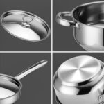 Hunnycook Stainless Steel Cookware Set - 15 Pieces Pots and Pans Set, Includes 6 Pots and Pans, 6 Lids and 3 Utensils, Fixed Handles, Induction Safe and Dishwasher Safe - Image 4