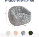 MAXYOYO Giant Bean Bag Chair for Adults, Stuffed Shell-Shaped Large Bean Bag Couch, Cozy Living Room Chair with Filler, Floor Sofa Lazy Sofa for Bedroom Living Room, Grey - Image 3