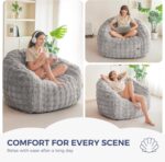 MAXYOYO Giant Bean Bag Chair for Adults, Stuffed Shell-Shaped Large Bean Bag Couch, Cozy Living Room Chair with Filler, Floor Sofa Lazy Sofa for Bedroom Living Room, Grey - Image 4
