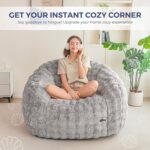 MAXYOYO Giant Bean Bag Chair for Adults, Stuffed Shell-Shaped Large Bean Bag Couch, Cozy Living Room Chair with Filler, Floor Sofa Lazy Sofa for Bedroom Living Room, Grey - Image 5