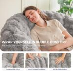 MAXYOYO Giant Bean Bag Chair for Adults, Stuffed Shell-Shaped Large Bean Bag Couch, Cozy Living Room Chair with Filler, Floor Sofa Lazy Sofa for Bedroom Living Room, Grey - Image 6